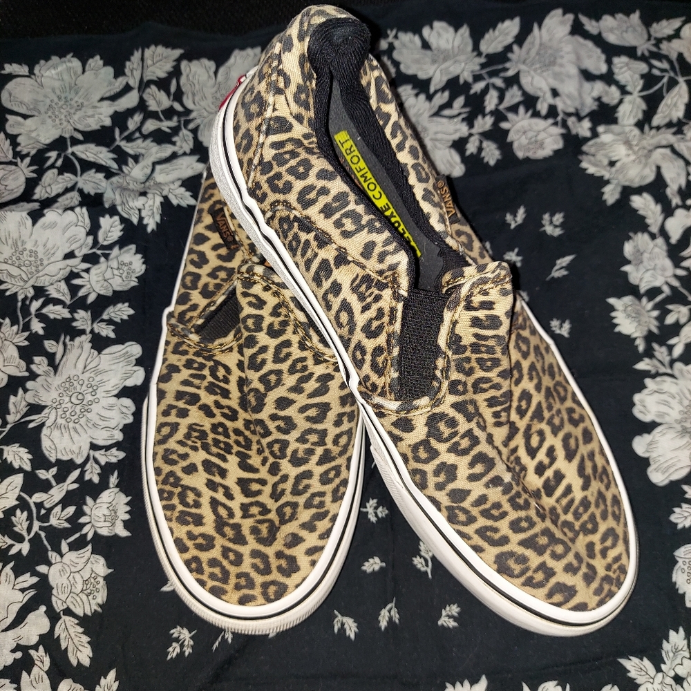 Vans Leopard Print Slip-On in Tan and Black